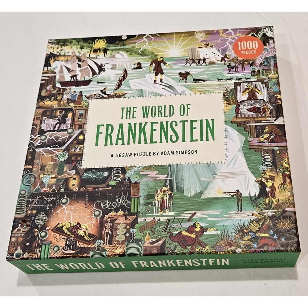 The World of Frankenstein 1000 Piece Jigsaw Puzzle Adam Simpson Complete‎ Horror
